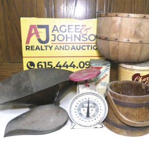 Scale Tin  & Charles Chips | Antique Kitchen Scale, Premium Saltines Tin, Charles Chips Tin, Store Scale Parts