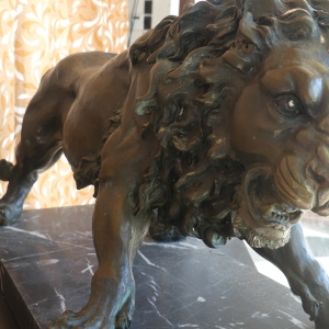 Bronze Lion on Marble | Downtown Antique Mall