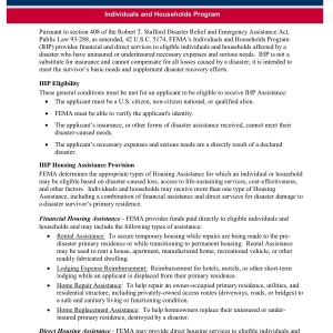 FEMA Individual & Household | FEMA Individual & Household  page 1