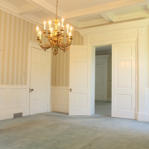 Entertainers Dream Dining Room | Dining Room with coffered ceiling, French doors and wainscoting are just part of the period details