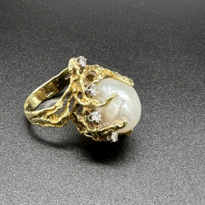 South Seas Pearl Ring | 18k Gold South Seas & Diamond Ring